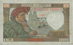 50 Francs JACQUES CŒUR FRANCE  1942 F.19.19 TTB