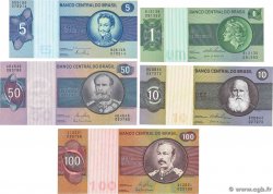 1 à 100 Cruzeiro Lot BRÉSIL 1970 P.191Ac, P.193c P.194c et P.195Ab NEUF