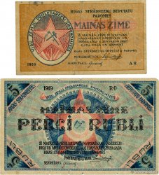 1 au 5 Rubli Lot LETTONIE Riga 1919 P.R1 et P.R3 TB