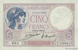 5 Francs FEMME CASQUÉE FRANCE  1923 F.03.07