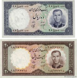 10 et 20 Rials Lot IRAN  1961 P.071 et P.072 UNC