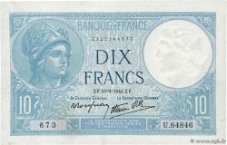 10 Francs MINERVE modifié FRANCE 1941 F.07.29 TTB
