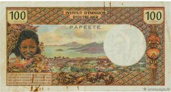 100 Francs TAHITI  1971 P.24a F+