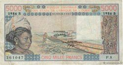 5000 Francs WEST AFRICAN STATES  1986 P.208Bj