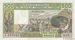 500 Francs ESTADOS DEL OESTE AFRICANO  1988 P.106Aa BC+