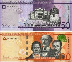 50 et 100 Pesos Dominicanos Lot DOMINICAN REPUBLIC  2014 P.189 et P.190