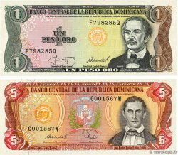 1 et 5 Pesos Oro Lot RÉPUBLIQUE DOMINICAINE  198 P.118c et P.126c pr.NEUF