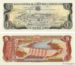 1 et 5 Pesos Oro Lot DOMINICAN REPUBLIC  198 P.118c et P.126c UNC-