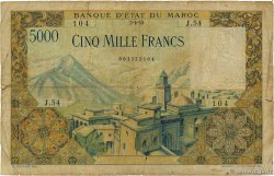 5000 Francs MOROCCO  1953 P.49 VG