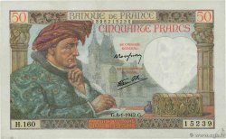 50 Francs JACQUES CŒUR FRANKREICH  1942 F.19.18 S
