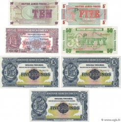 1 et 5 Pounds et 5, 10, 50 New Pence Lot ANGLETERRE  1972 P.M022a, P.M023,P.M047, P.M048 et P.M049