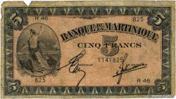 5 Francs MARTINIQUE  1942 P.16b fSGE