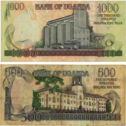 500 et 1000 Shillings Lot OUGANDA  1997 P.35 et P.36c TB