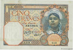 5 Francs ALGERIA  1941 P.077b BB