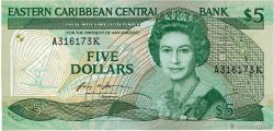 5 Dollars EAST CARIBBEAN STATES  1986 P.18k q.AU