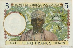 5 Francs FRENCH WEST AFRICA  1939 P.21 EBC
