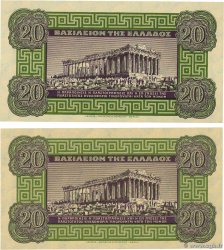 20 Drachmes GREECE  1940 P.315 UNC-