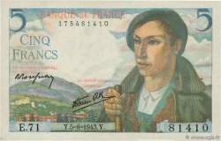 5 Francs BERGER FRANCE 1943 F.05.03 SUP