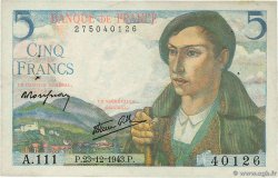 5 Francs BERGER FRANCE 1943 F.05.05 TTB+
