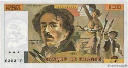 100 Francs DELACROIX modifié FRANKREICH  1981 F.69.05 fVZ