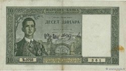 10 Dinara YUGOSLAVIA  1939 P.035 VF+