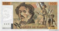 100 Francs DELACROIX modifié FRANCE  1986 F.69.10 UNC