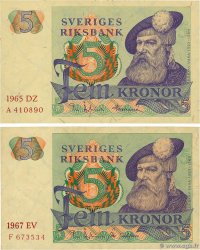 5 Kronor Lot SUÈDE  1965 P.51a