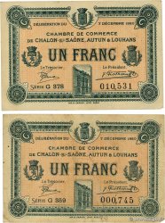 1 Franc Lot FRANCE régionalisme et divers Châlon-Sur-Saône, Autun et Louhans 1920 JP.042.30 TTB