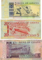 2 à 10 Cedis Lot GHANA 1980 P.18d, P.19c et P.20b TB+