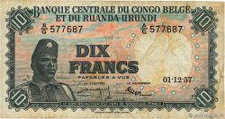 10 Francs CONGO BELGE 1957 P.30b TB