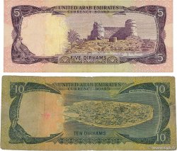 5 et 10 Dirhams Lot ÉMIRATS ARABES UNIS 1973 P.02a et P.03a pr.TB
