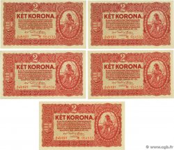 2 Korona Consécutifs HONGRIE 1920 P.058 SPL+