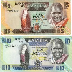 5 et 10 Kwacha Lot ZAMBIE 1980 P.25d et P.26d NEUF