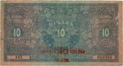 40 Kronen sur 10 Dinara YUGOSLAVIA 1919 P.017 BC