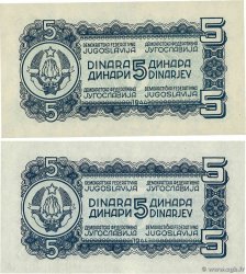 5 Dinara Lot YUGOSLAVIA 1944 P.049a UNC
