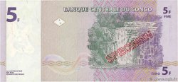 5 Francs Spécimen CONGO, DEMOCRATIQUE REPUBLIC 1997 P.086s AU