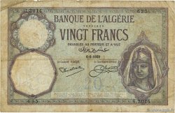 20 Francs ALGÉRIE 1929 P.078b B