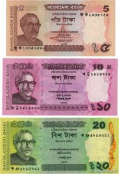 5, 10 et 20 Taka Lot BANGLADESH 2011 P.53a, P.54b et P.55Aa ST