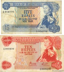 5 et 10 Rupees Lot ÎLE MAURICE 1967 P.30b et P.31c pr.TB