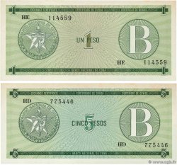 1 et 5 Pesos Lot CUBA 1985 P.FX06 et 07 AU