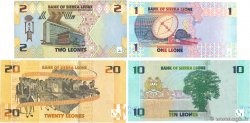 1, 2, 10 et 20 Leones Lot SIERRA LEONA 2022 P.34, P.35, P.37 et P.38 SC+