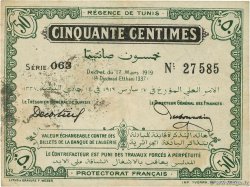 50 Centimes TUNISIA 1919 P.45a VF