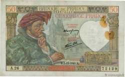 50 Francs JACQUES CŒUR FRANCE 1940 F.19.04 TB