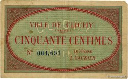 50 Centimes FRANCE régionalisme et divers Clichy 1914 JP.75-280 TTB