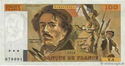 100 Francs DELACROIX modifié FRANCE 1978 F.69.01f TB