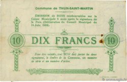 10 Francs FRANCE régionalisme et divers Thun-Saint-Martin 1915 JP.59-2457 TTB