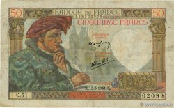 50 Francs JACQUES CŒUR FRANCE 1941 F.19.07 TB
