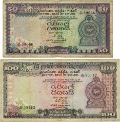 50 et 100 Rupees Lot CEYLAN 1977 P.081 et P.082 TB