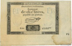 10 Livres filigrane républicain FRANCE 1792 Ass.36b SUP+