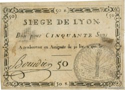 50 Sous Faux FRANCE régionalisme et divers Lyon 1793 Kol.137ax TTB